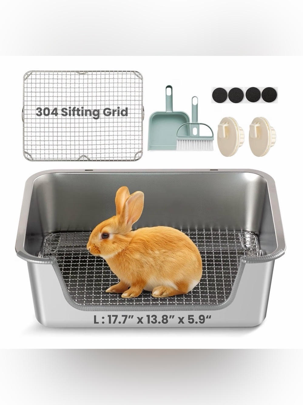 Rabbit litter box with Accessories - gray